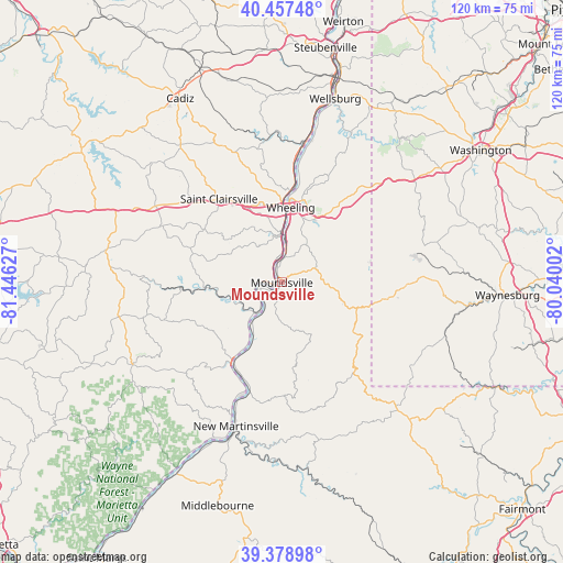 Moundsville on map