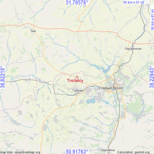 Troitskiy on map