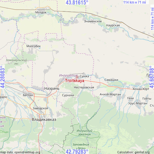 Troitskaya on map
