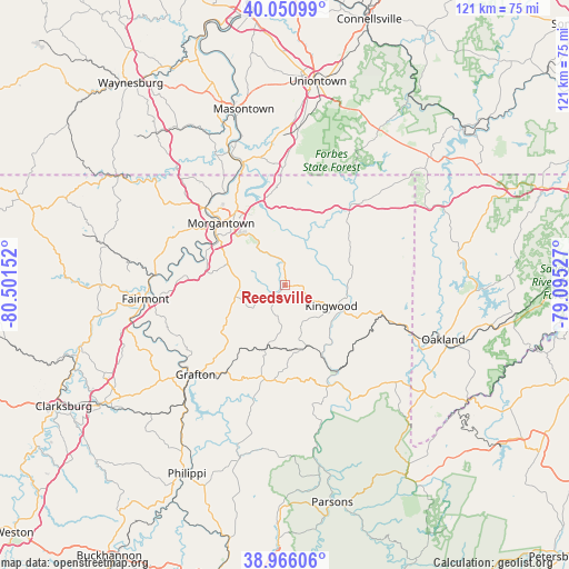 Reedsville on map