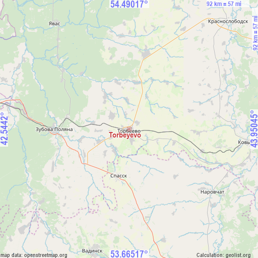 Torbeyevo on map