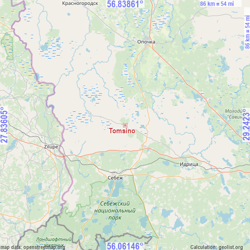 Tomsino on map