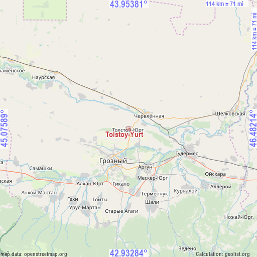 Tolstoy-Yurt on map