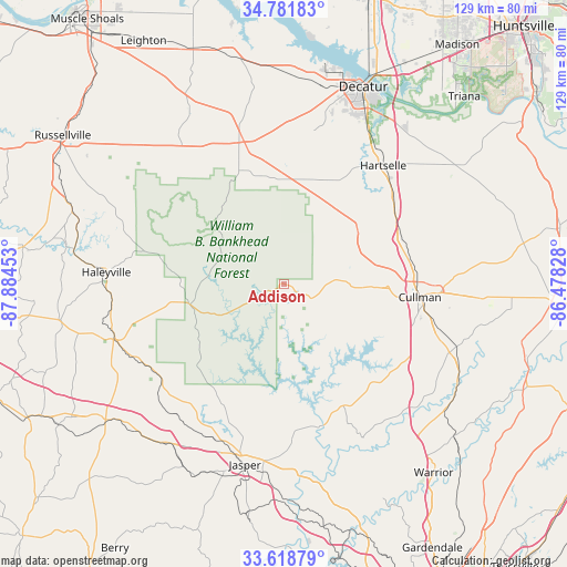 Addison on map