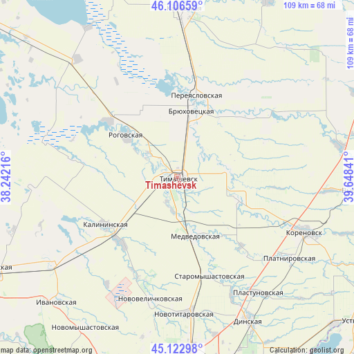 Timashëvsk on map