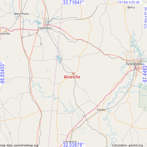 Aliceville on map