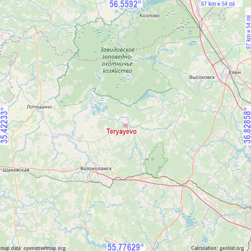 Teryayevo on map