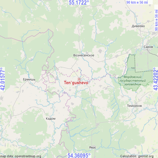 Ten’gushevo on map