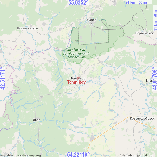 Temnikov on map