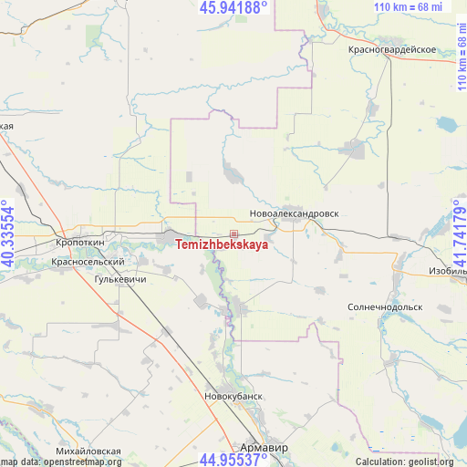 Temizhbekskaya on map