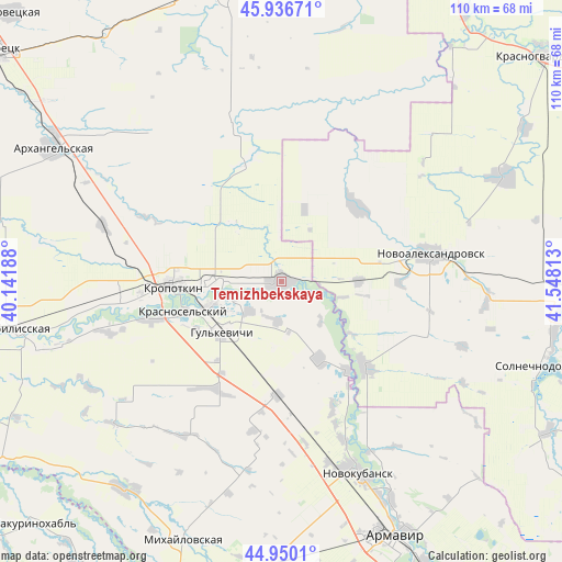 Temizhbekskaya on map