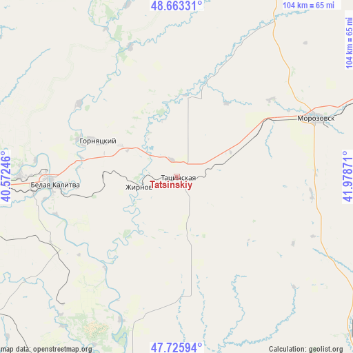 Tatsinskiy on map