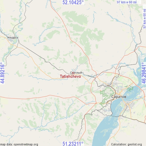 Tatishchevo on map