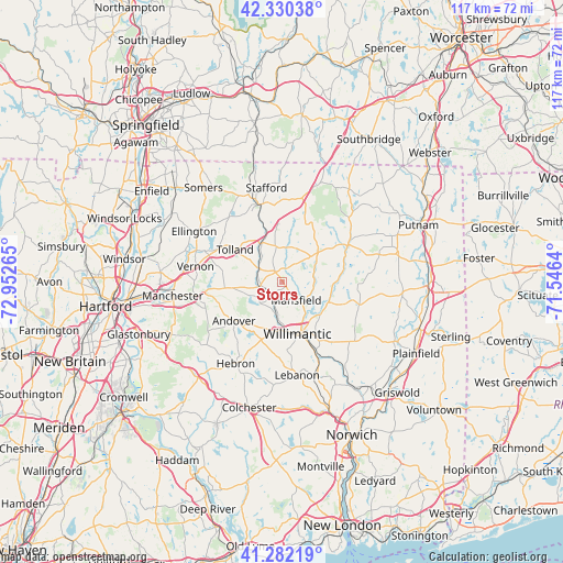 Storrs on map