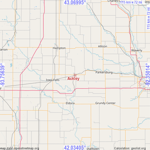 Ackley on map