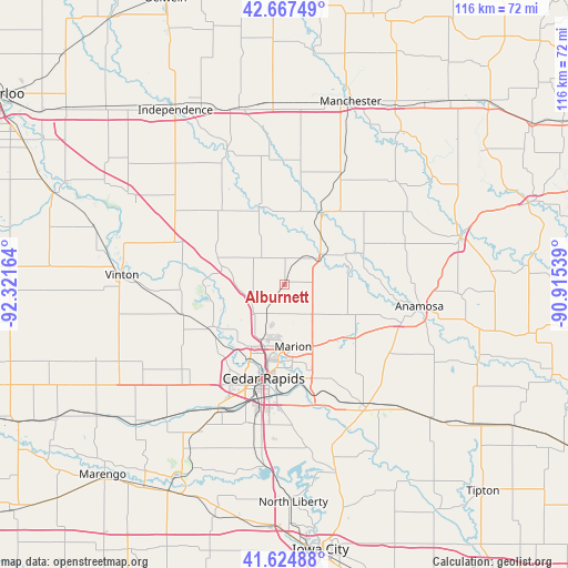 Alburnett on map