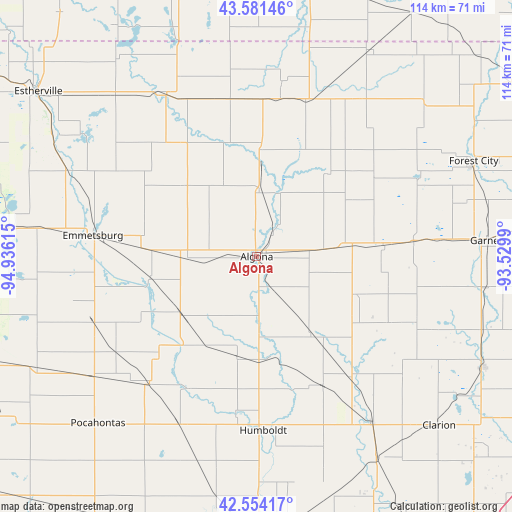 Algona on map