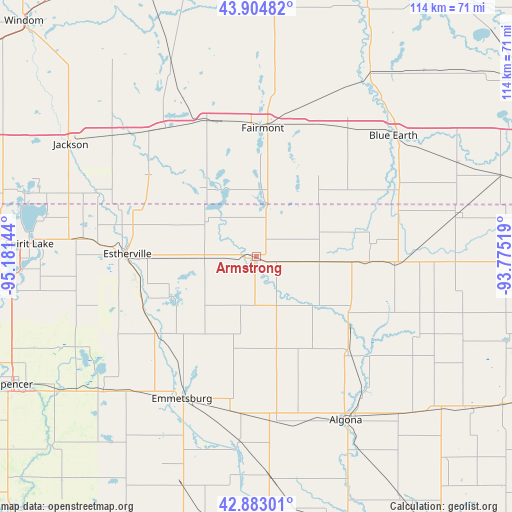 Armstrong on map