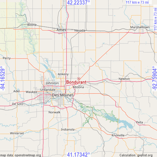 Bondurant on map