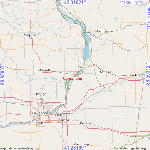 Camanche on map