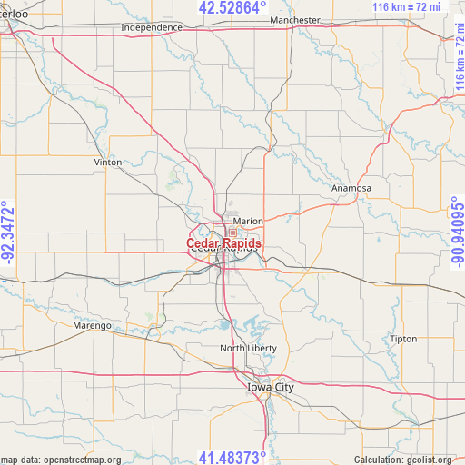 Cedar Rapids on map