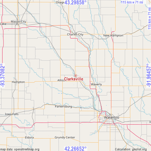 Clarksville on map