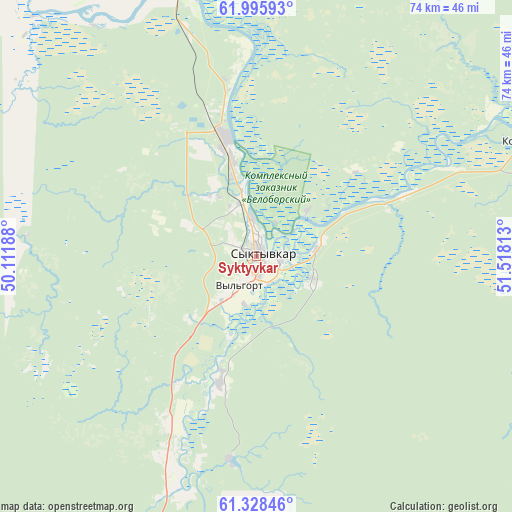 Syktyvkar on map