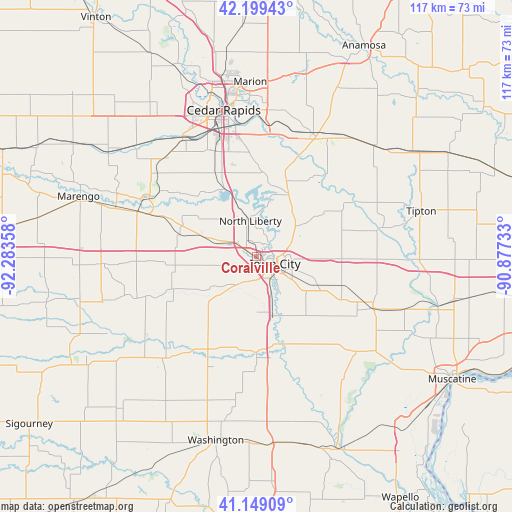 Coralville on map