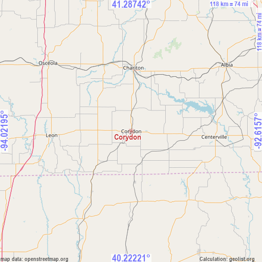 Corydon on map