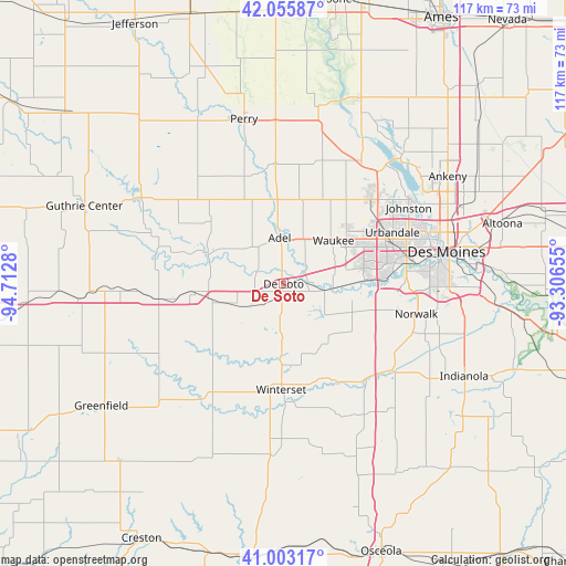 De Soto on map