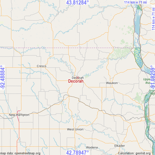 Decorah on map