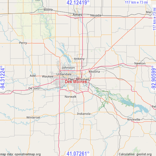 Des Moines on map