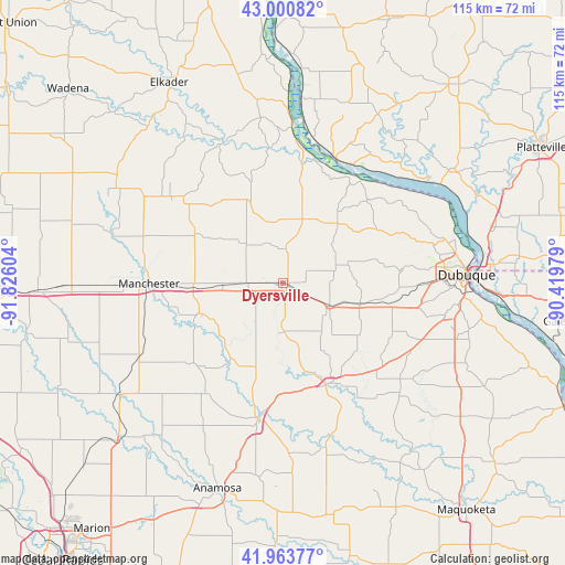 Dyersville on map