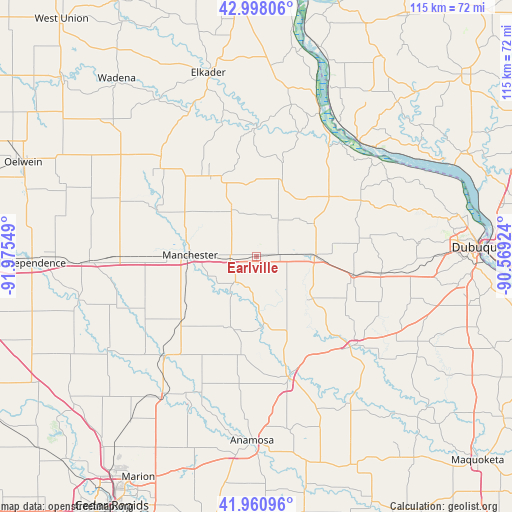 Earlville on map