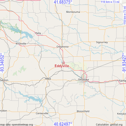 Eddyville on map