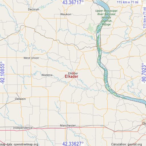 Elkader on map