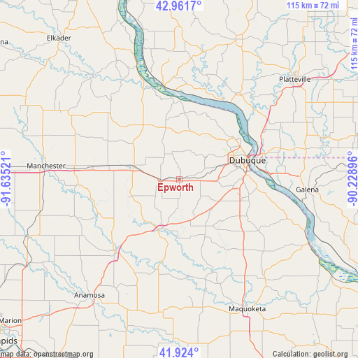 Epworth on map