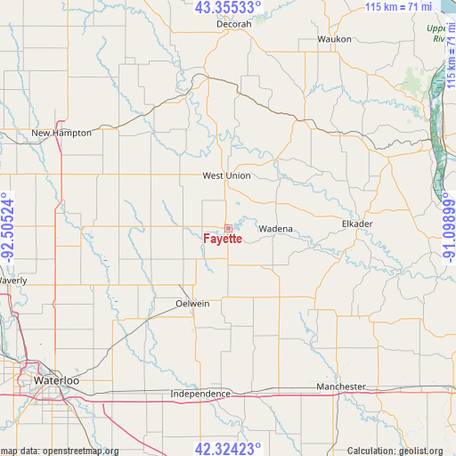 Fayette on map