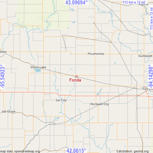 Fonda on map