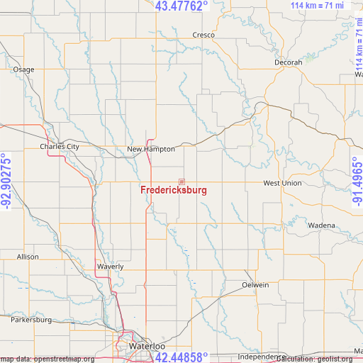 Fredericksburg on map