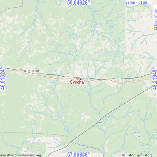 Svecha on map