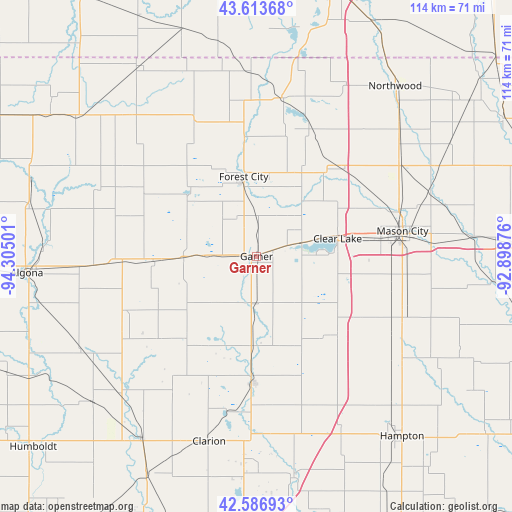 Garner on map