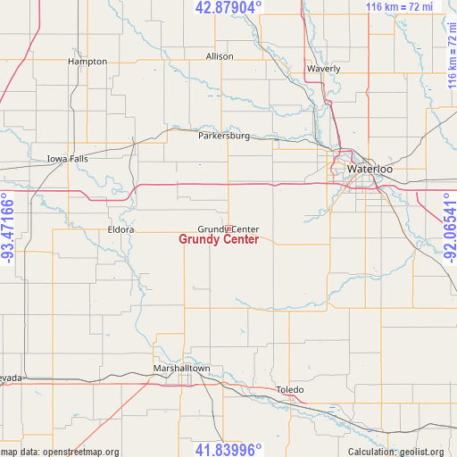 Grundy Center on map
