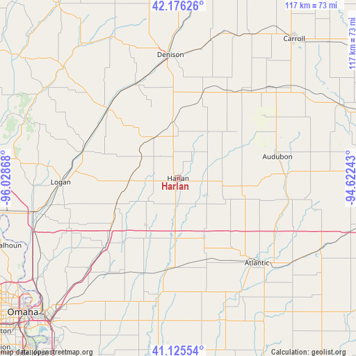 Harlan on map