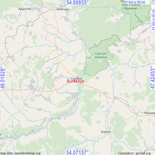 Surskoye on map