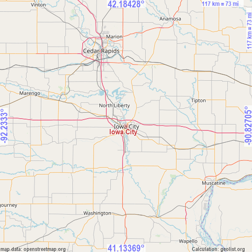 Iowa City on map