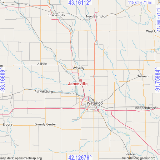 Janesville on map