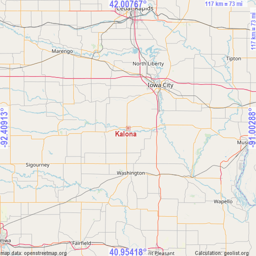 Kalona on map