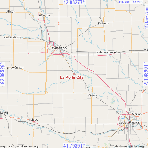 La Porte City on map