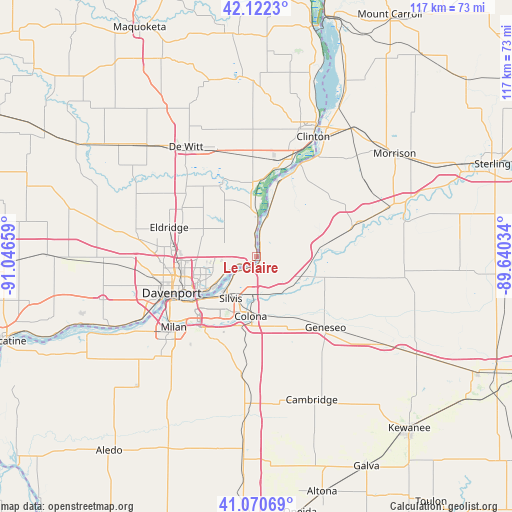 Le Claire on map